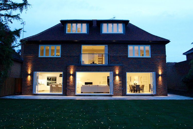 Rear elevation at dusk